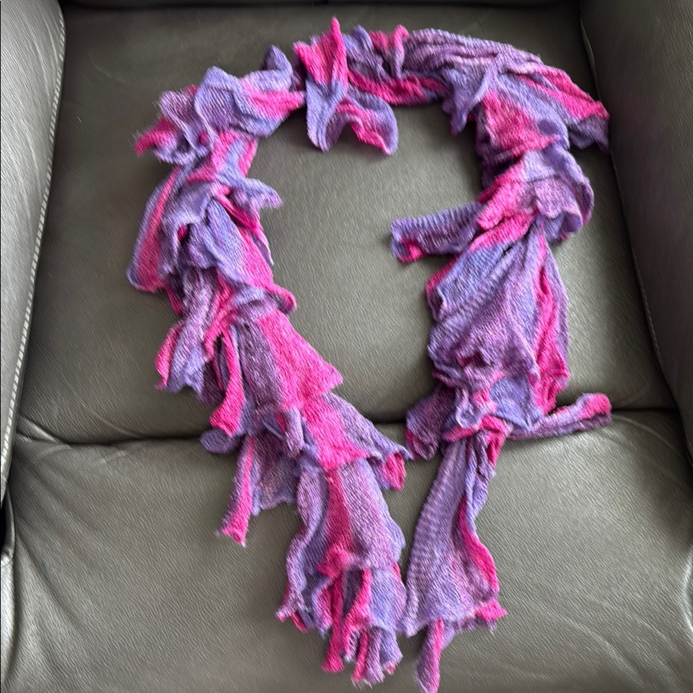 Vibrant Pink and Purple Ruffled Scarf Wrap